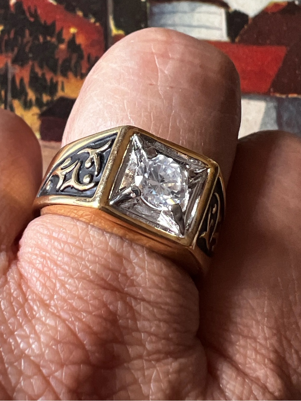 Mens Ring Size 8.5 Vintage CZ Signet Ring Premier Designs #8515